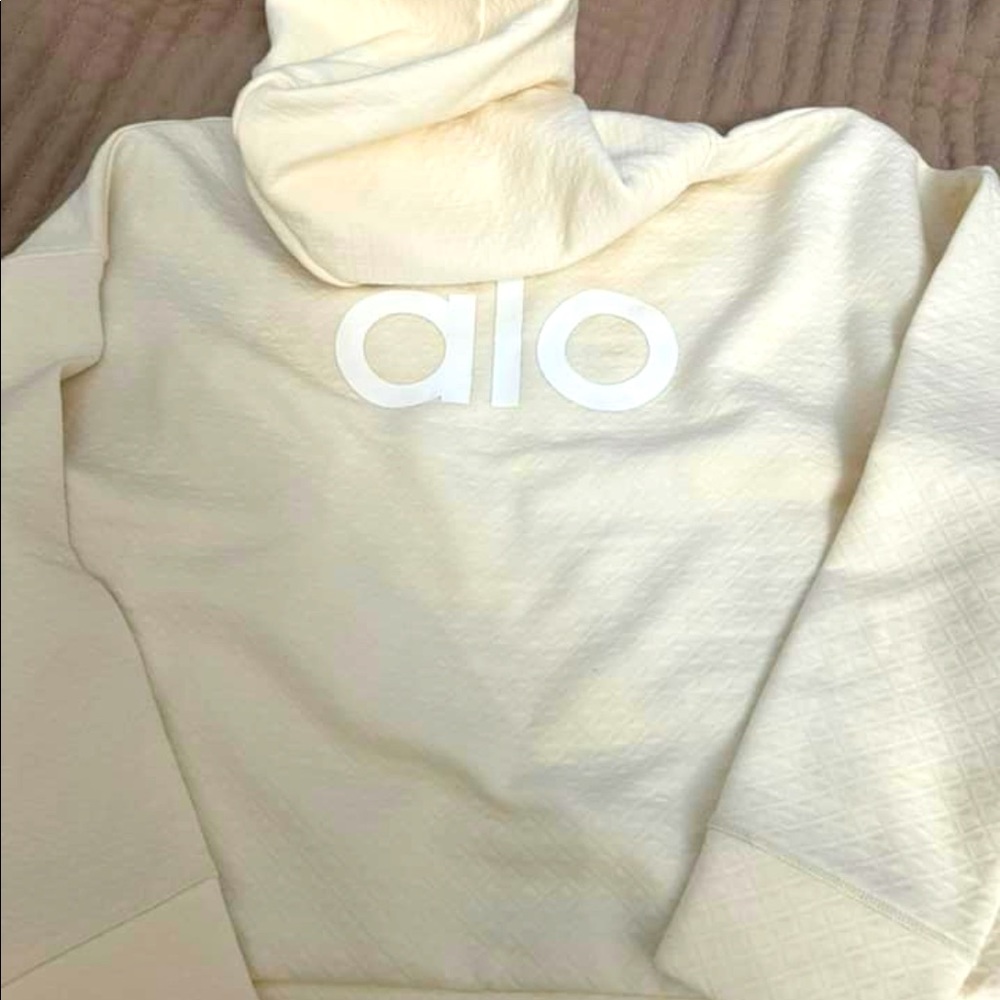 Alo cream logo hoodie jacket